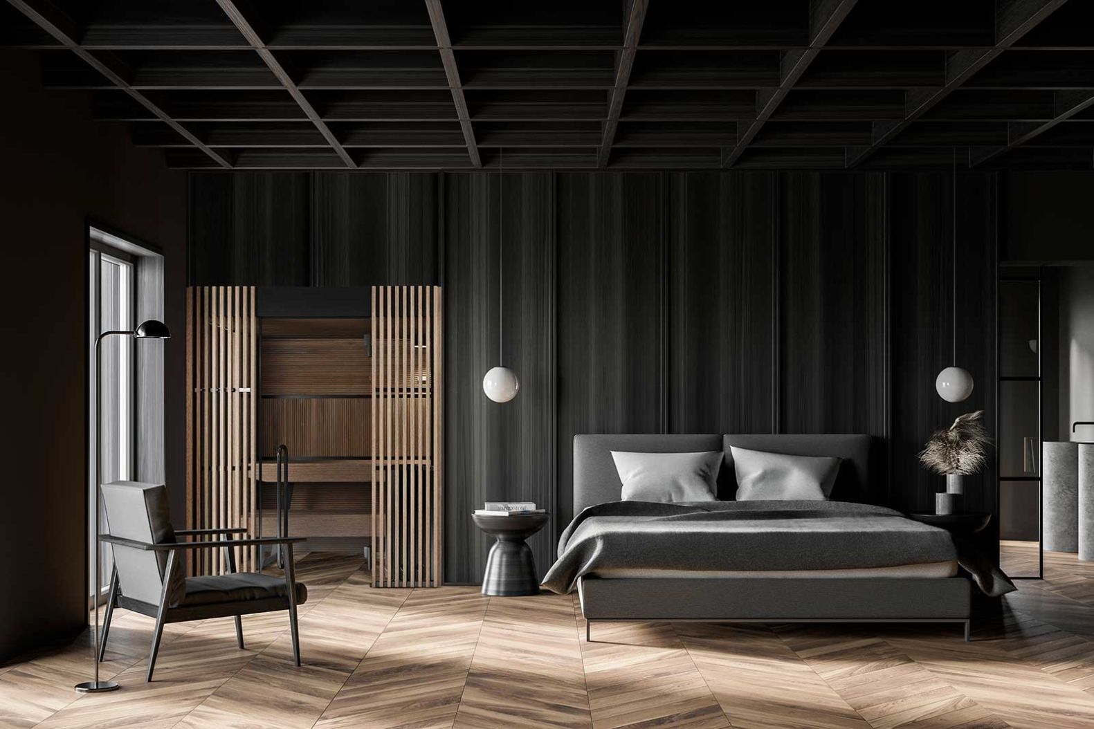 Feine Holzpaneele, im Stil einer Boiserie gearbeitet, schützen von aussen vor Einblicken und geben dem Innenbereich seine gestalterische Form: Sie kennzeichnen die Sauna «Shade», die für den privaten Gebrauch konzipiert ist und an jedem Ort aufgestellt werden kann, wo ein Starkstromanschluss vorhanden ist – auch im Schlafzimmer. starpool.com