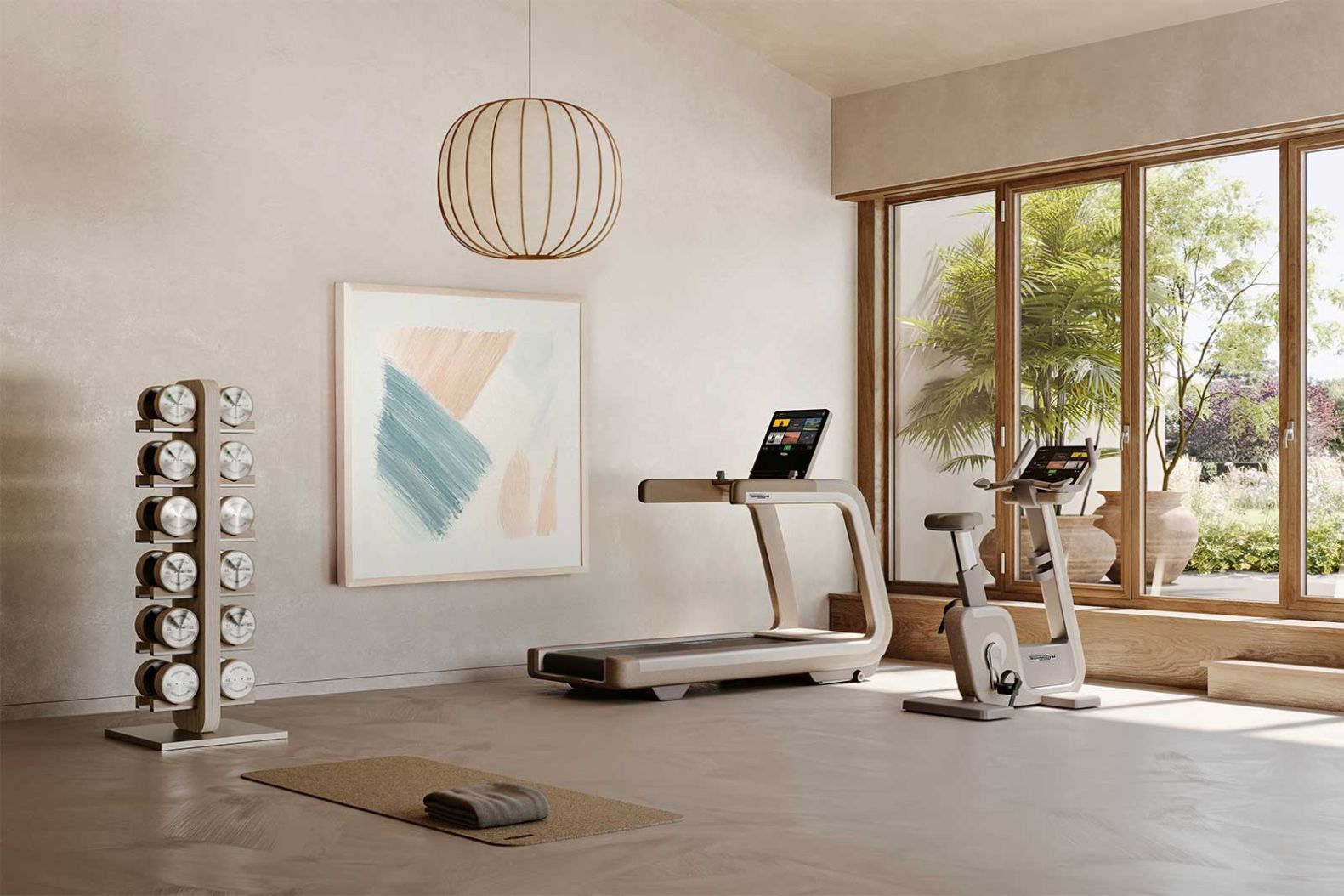 Technogym schlägt sanfte Töne an und lanciert mit «Sand Stone» eine Kollektion, die geprägt ist von warmen Farben und nuancierten Texturen. Sie umfasst mehrere Gerätelinien mit unterschiedlichen Materialien und Oberflächen wie Speckled Stone, Warm Titanium, Ton, Buchen- oder Eschenholz. technogym.ch