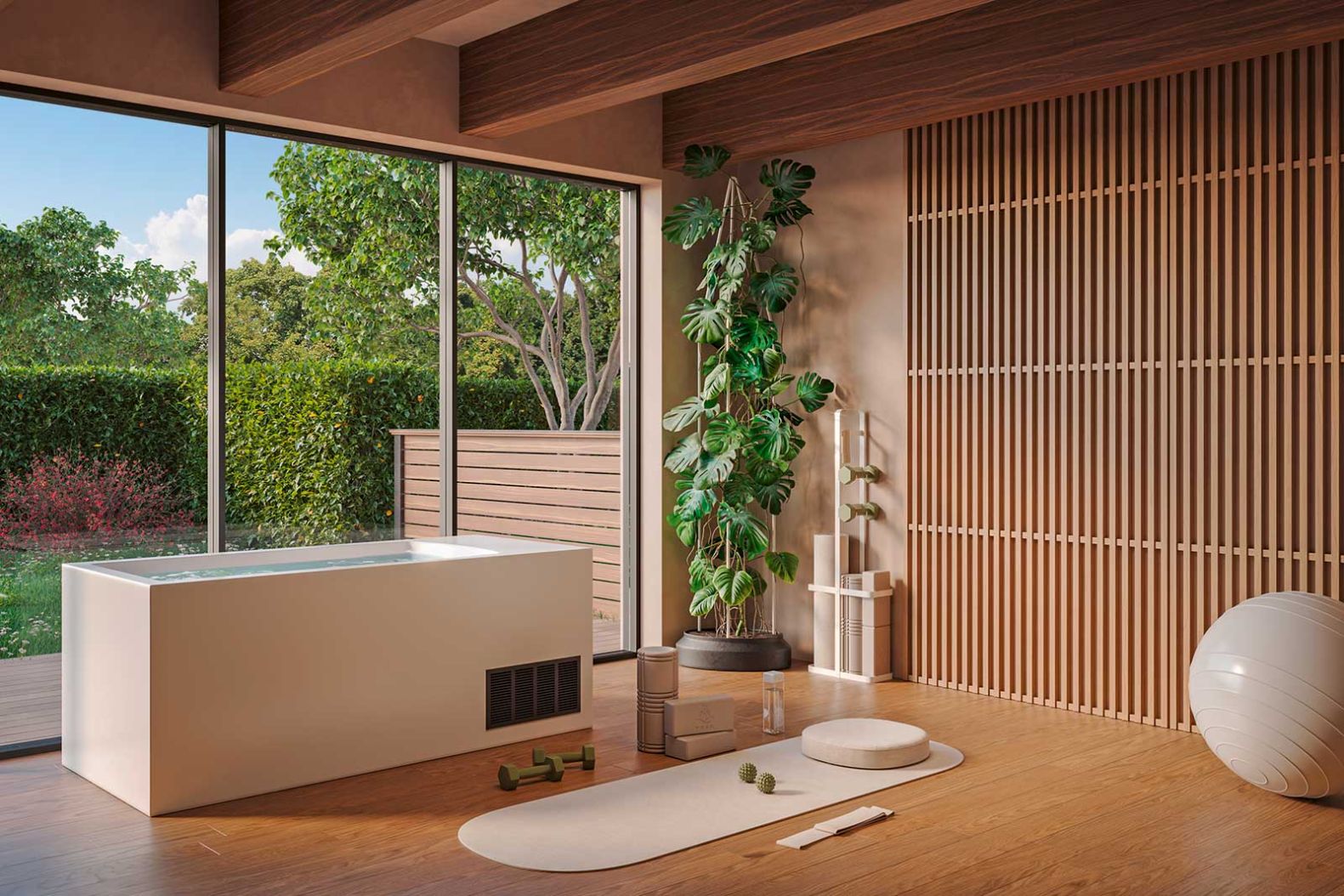 Eisbaden, wo es gerade passt. Der neue «ColdPlunge Flow» steht nämlich auf arretierbaren Rollen und lässt sich frei bewegen: Von drinnen nach draussen, von einem Raum zum anderen. Zudem lässt sich die Wanne in Gestaltung und Ausführung individuell anpassen. Die Wanne ist wetterfest und hält das Wasser dank integrierter Isolation länger kalt. kueng.swiss