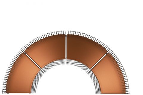 Halbkreis aus den Modulen «Convex» mit Sitzauflage in Leder, Farbe Brandy.