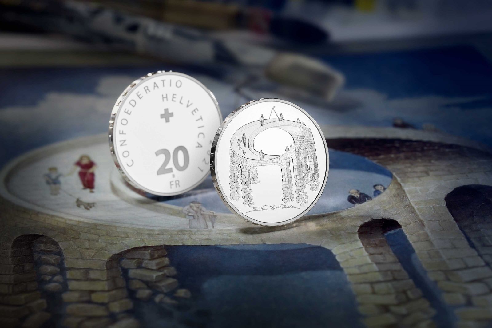 Das Ölbild «Viadukt des Lebens» diente als Vorlage für die Gestaltung der 20-Franken-Silbermünze.