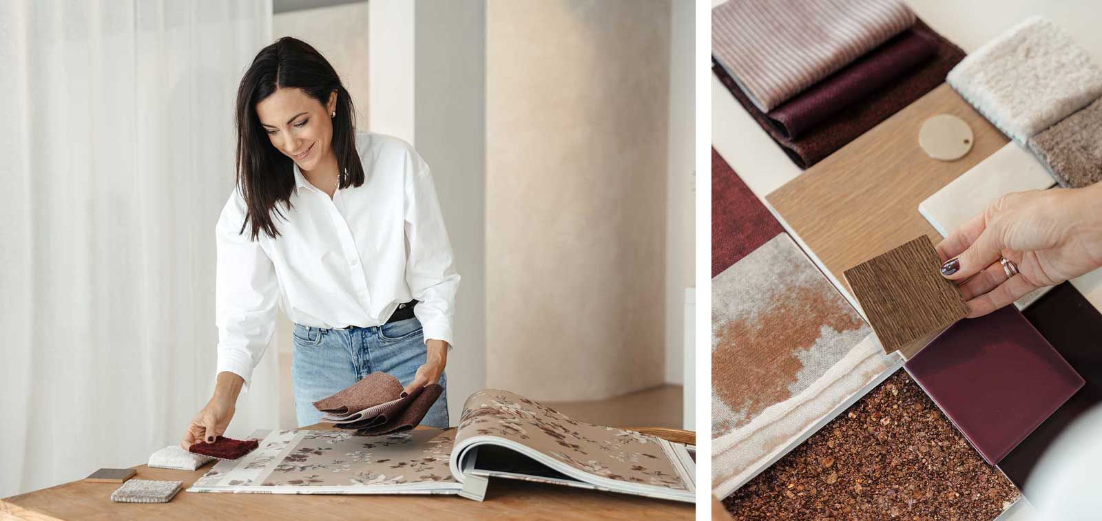 Natalie Albisser, Interior Designerin und Inhaberin von Room DNA, entwickelt mit Ideenreichtum und einem fundierten Fachwissen funktionale und ästhetisch überzeugende Räume. Für Visualisierungen und Moodboards in den Konzepten nutzt sie ihr reiches Archiv an Originalmustern.