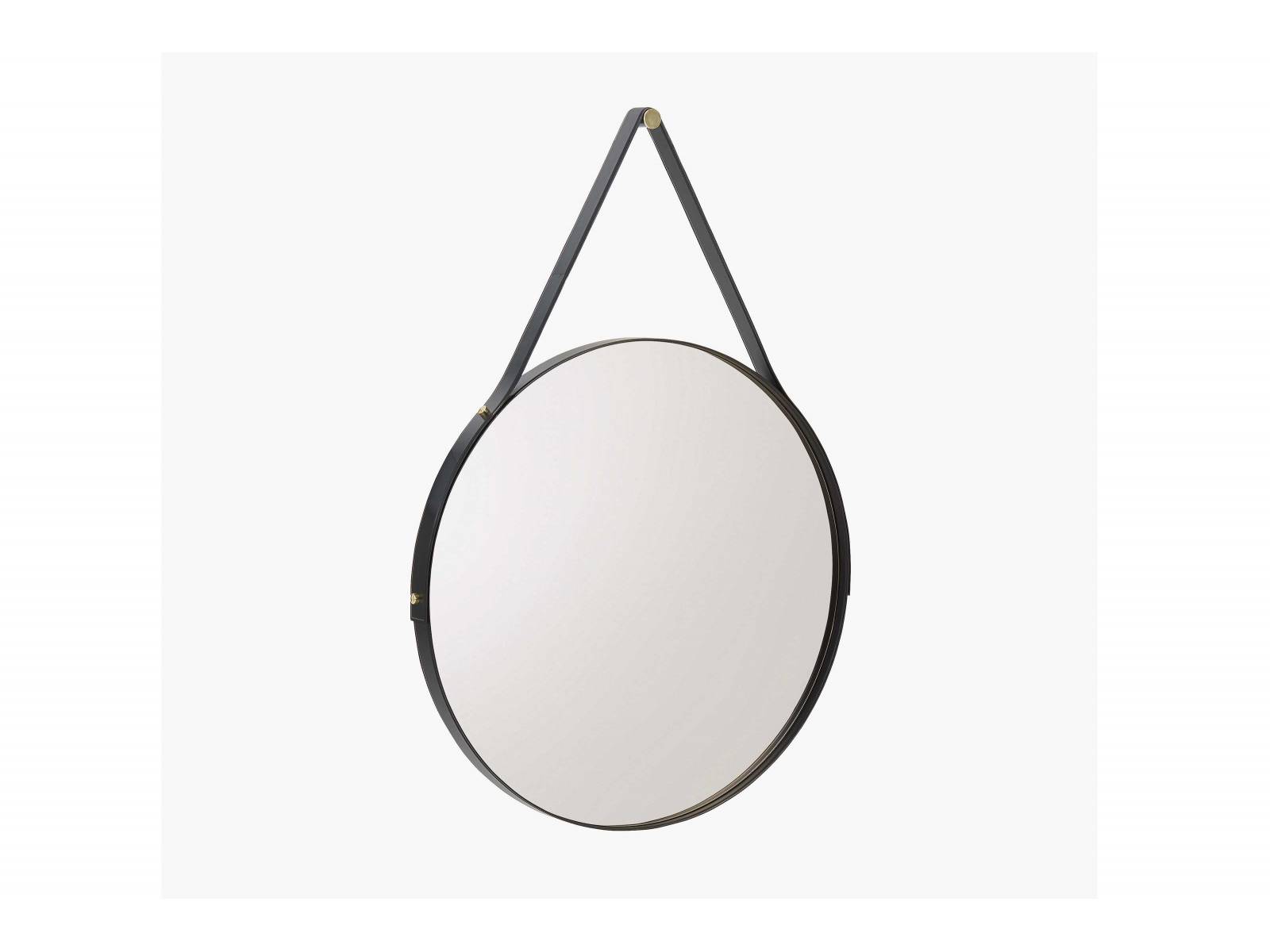 «Drop» ist ein eleganter Spiegel, der mit einem Durchmesser von 1.20 beziehungsweise 1.50 Metern eine komplette Wand einnehmen kann. Ein Riemen aus Leder umspannt die bronzierte Fassung und dient als Aufhänger. In Braun und Schwarz erhältlich. POLIFORM.