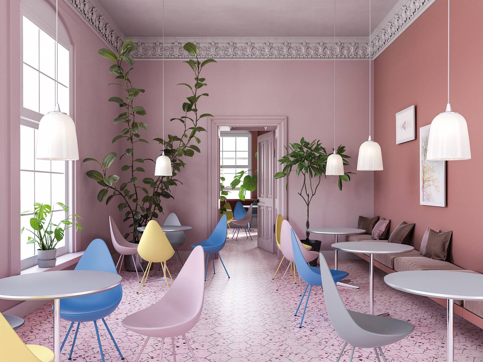 Ursprünglich von Arne Jacobsen für das SAS Royal Hotel in Kopenhagen entworfen, präsentiert sich der Klassiker «Drop» 61 Jahre später in vier neuen, frischen Farben. Zu den Stühlen in Pink, Gelb, Blau oder Grau gibt es zusätzlich bequeme Sitzkissen in zwei Graustufen, die den Sitz vollständig ausfüllen. Fritz Hansen.
